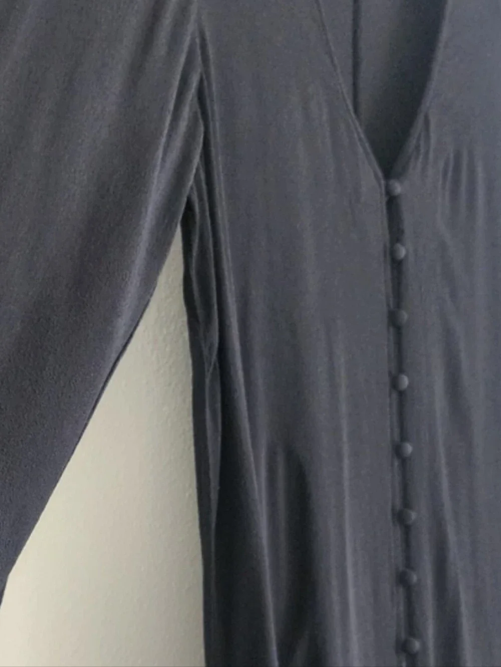 Madewell Heather Long Sleeve Button Front Dress Mens Black V-Neck Mini Size M - Picture 5 of 11